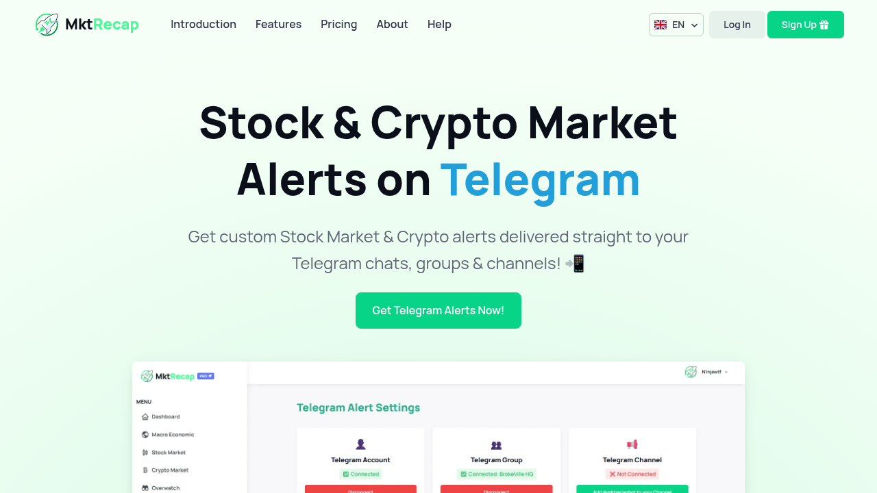 Telegram Stocks & Crypto Alerts | Get Smart AI Market Updates to your  Telegram DM, Group or Channel