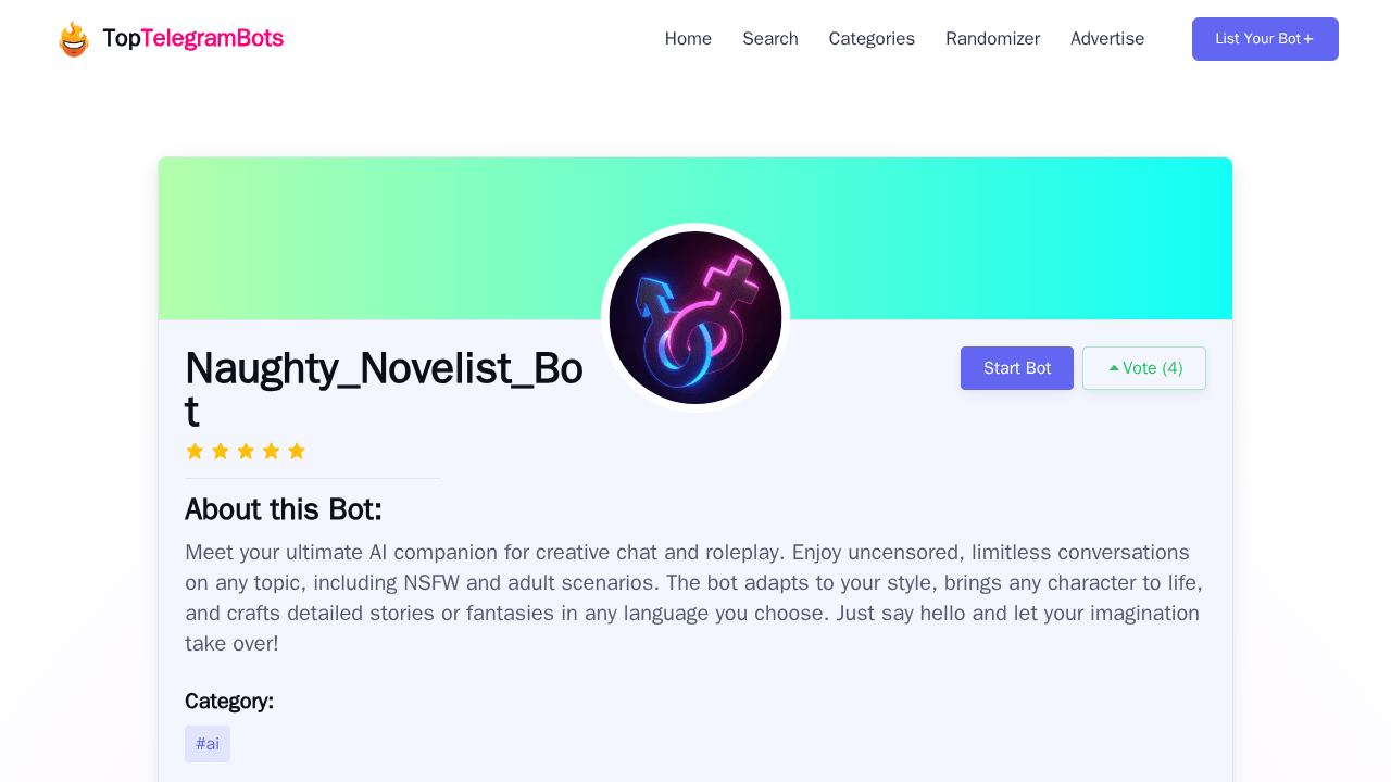 Naughty_Novelist_Bot Telegram Bot - Reviews, Invite Links & Features ...