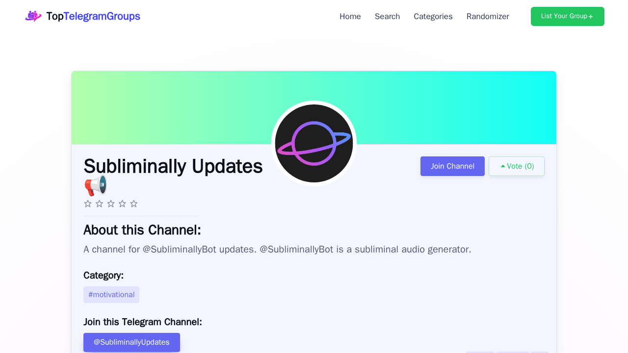 SubliminallyUpdates Telegram Channel - Reviews, Invite Links & Features ...